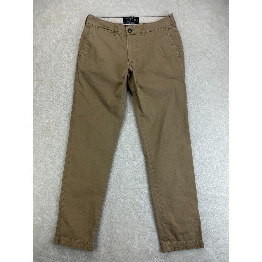 Abercrombie & Fitch Chino Pants Mens 30x30 Brown Langdon Slim Stretch Flat Front